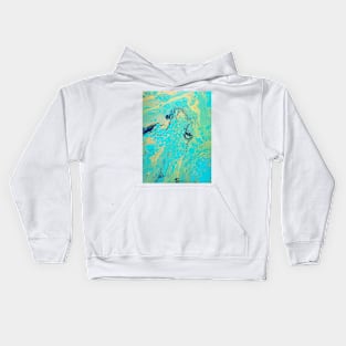 Aqua, blue, yellow acrylic pour Kids Hoodie